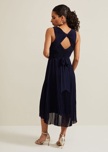 Phase Eight Petite Cressida Pleat Dress Navy Australia | OG6143520